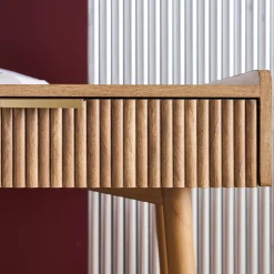 Escritorio efecto madera de mango ranurado, 2 cajones