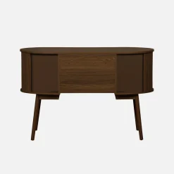 Escritorio ovalado efecto madera con dos espacios de almacenamiento, L 120cm