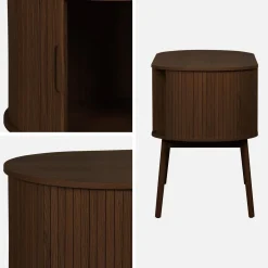 Escritorio ovalado efecto madera con dos espacios de almacenamiento, L 120cm