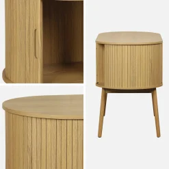 Escritorio ovalado efecto madera con dos espacios de almacenamiento, L 120cm