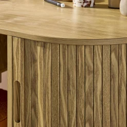 Escritorio ovalado efecto madera con dos espacios de almacenamiento, L 120cm