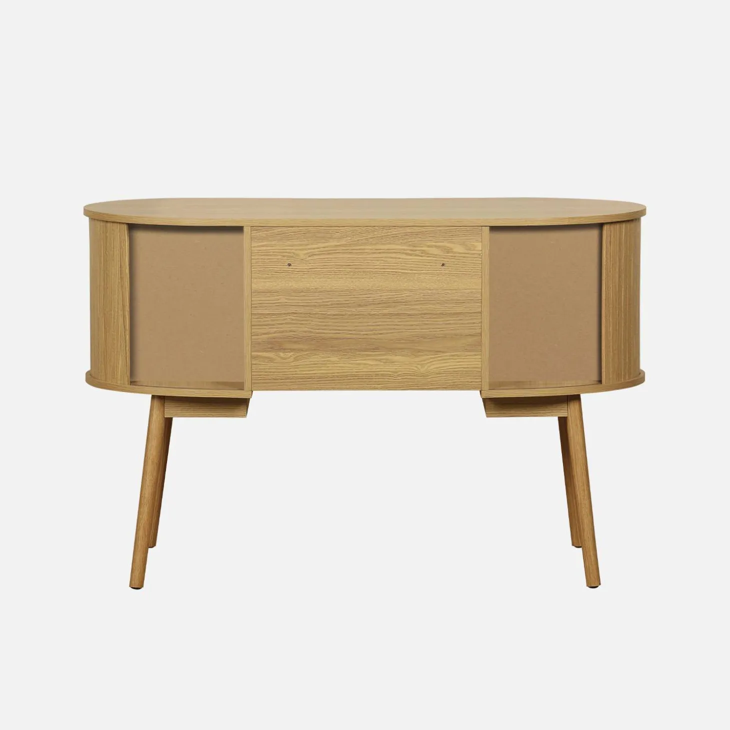 Escritorio ovalado efecto madera con dos espacios de almacenamiento, L 120cm