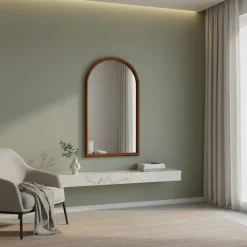 Espejo arco de madera de pino decorativo de pared