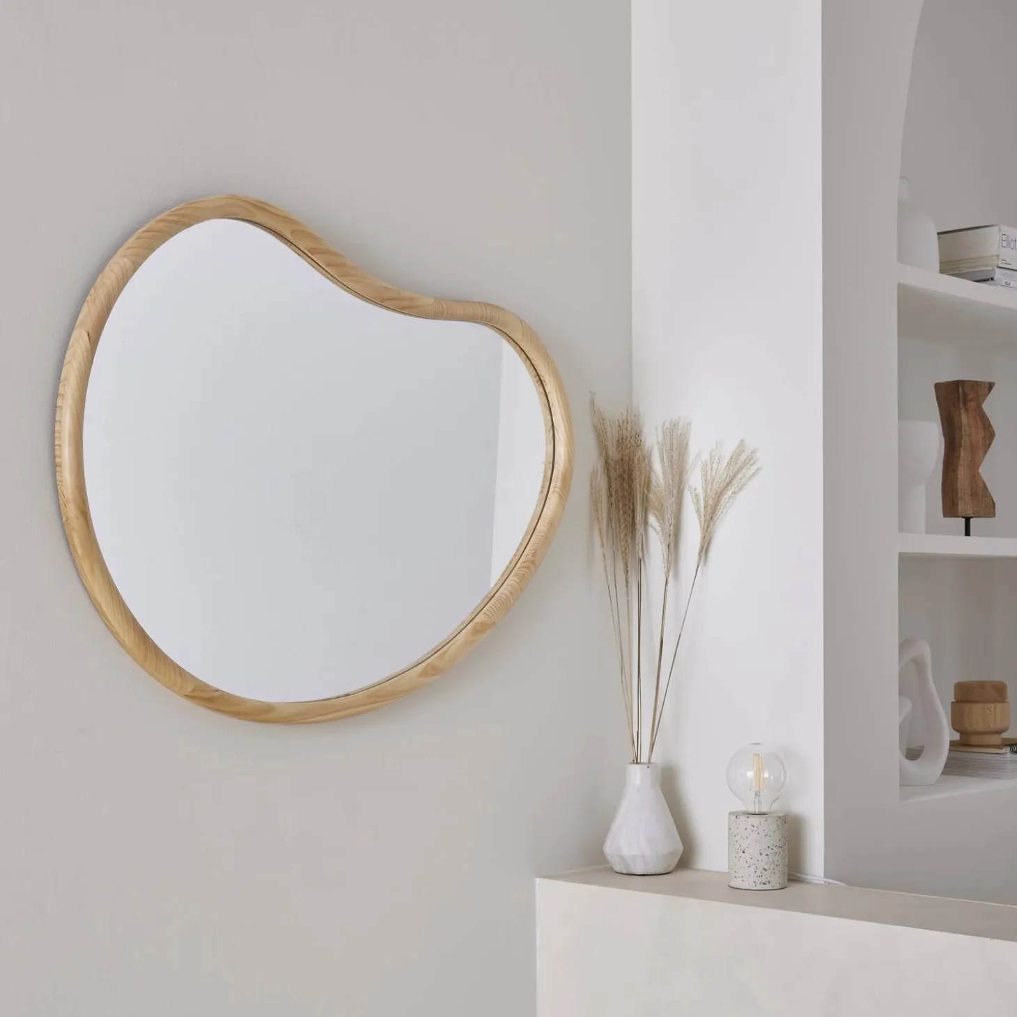 Espejo de madera de abeto decorativo de pared, 95cm