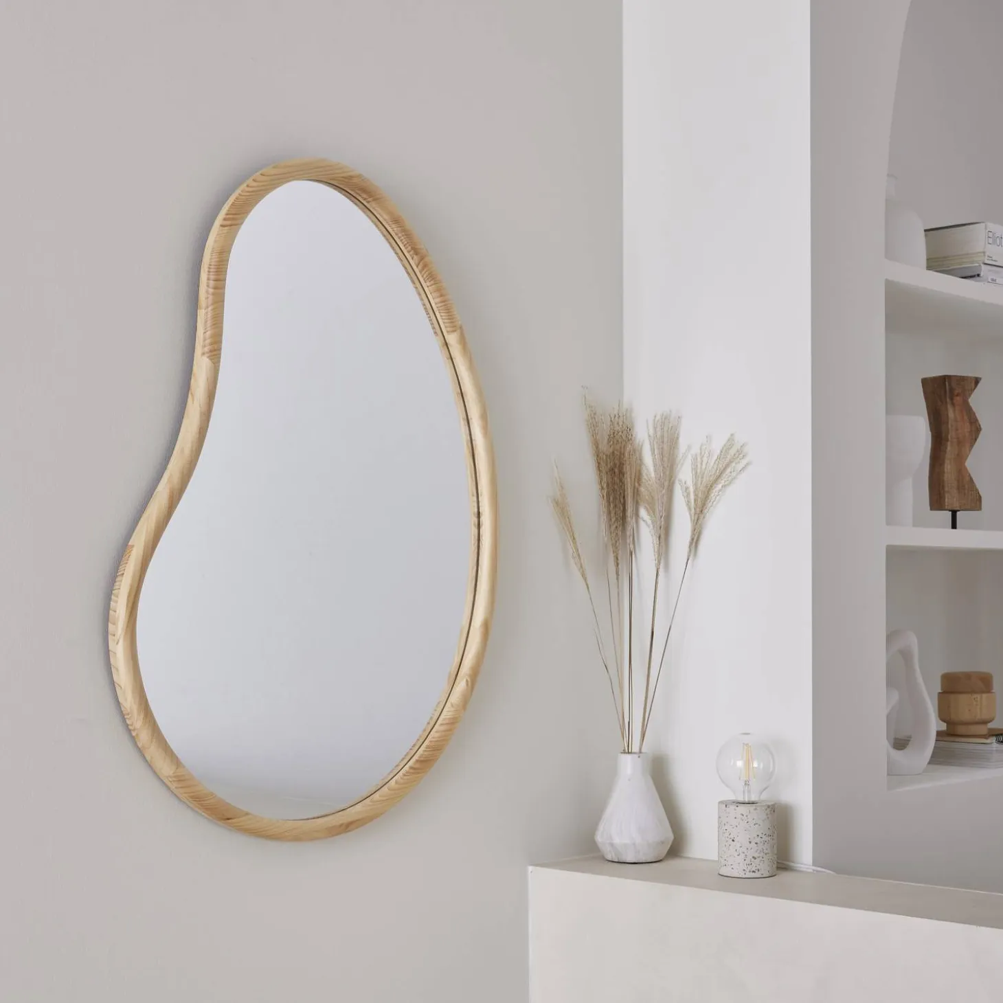 Espejo de madera de abeto decorativo de pared, 95cm