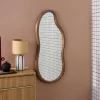 Espejo de madera de hevea decorativo de pared