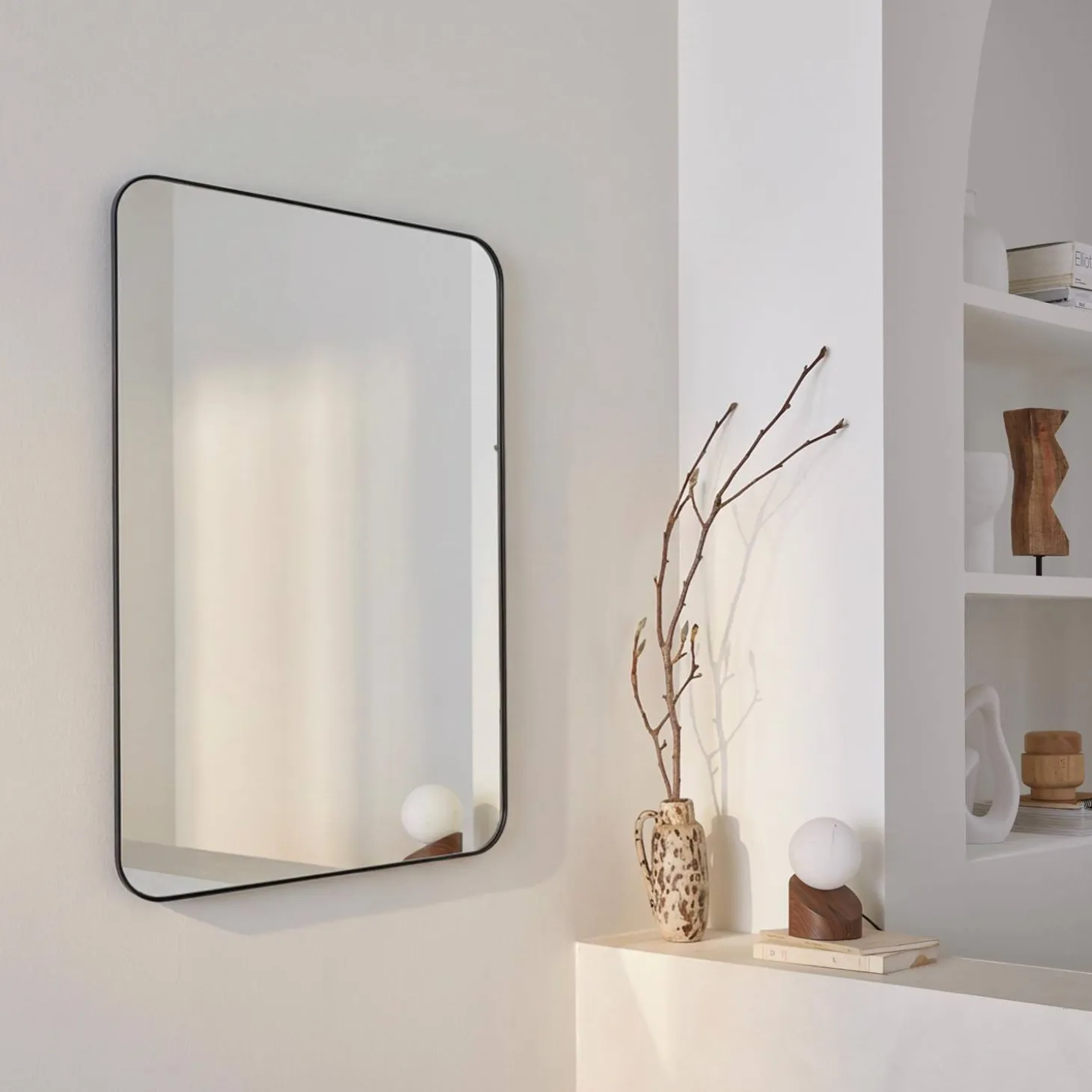 Espejo rectangular en acero decorativo de pared