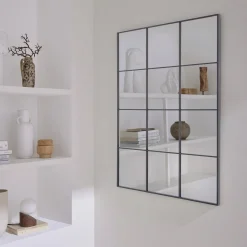 Espejo rectangular industrial en acero decorativo de pared