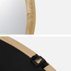 Espejo redondo de madera de pino decorativo de pared, 60cm