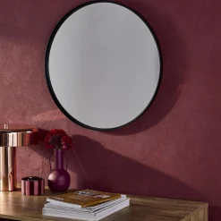 Espejo redondo de metal decorativo de pared, 60cm