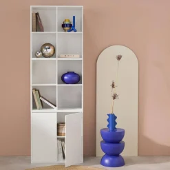 Estante, biblioteca modular con 2 puertas y 8 nichos