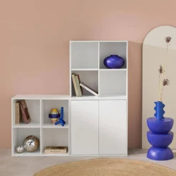 Estante, biblioteca modular con 2 puertas y 8 nichos