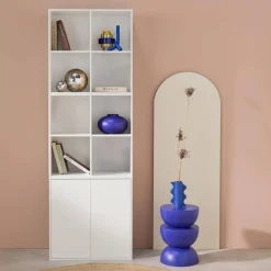 Estante, biblioteca modular con 2 puertas y 8 nichos