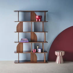 Estantería, biblioteca con decoración estilo madera, 5 niveles