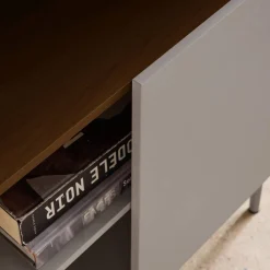 Estantería, biblioteca de metal y decoración de madera de 6 niveles