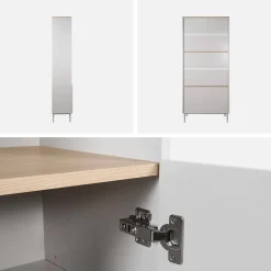Estantería, biblioteca de metal y decoración de madera de 6 niveles