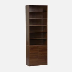 Estantería, biblioteca modular con 3 elementos, 2 puertas y 6 estantes