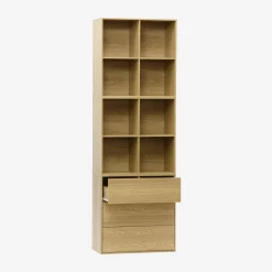 Estantería, biblioteca modular con 3 cajones y 8 nichos