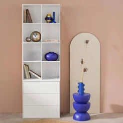 Estantería, biblioteca modular con 3 cajones y 8 nichos