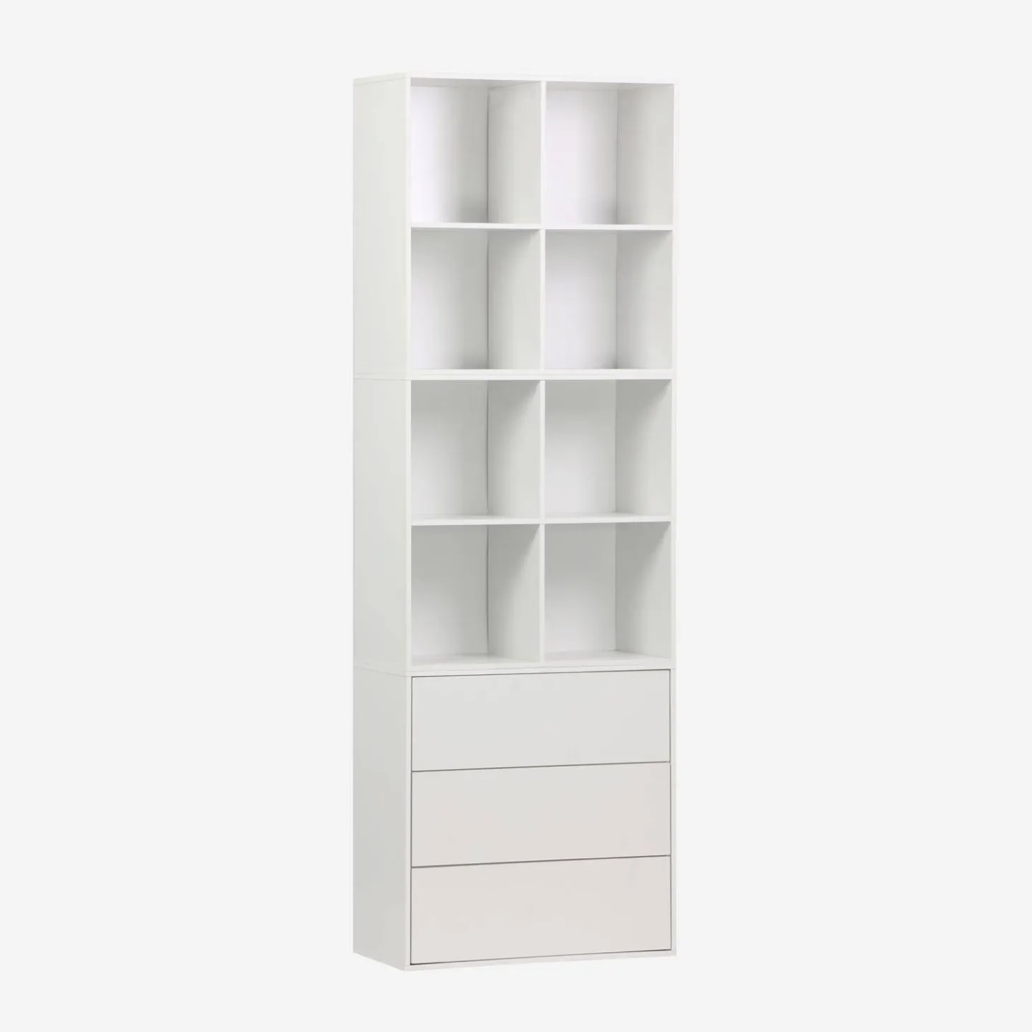 Estantería, biblioteca modular con 3 cajones y 8 nichos