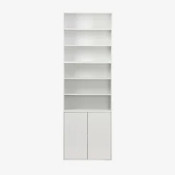 Estantería, biblioteca modular con 3 elementos, 2 puertas y 6 estantes