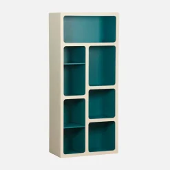 Estantería biblioteca orgánica decoración madera bicolor y 8 compartimentos