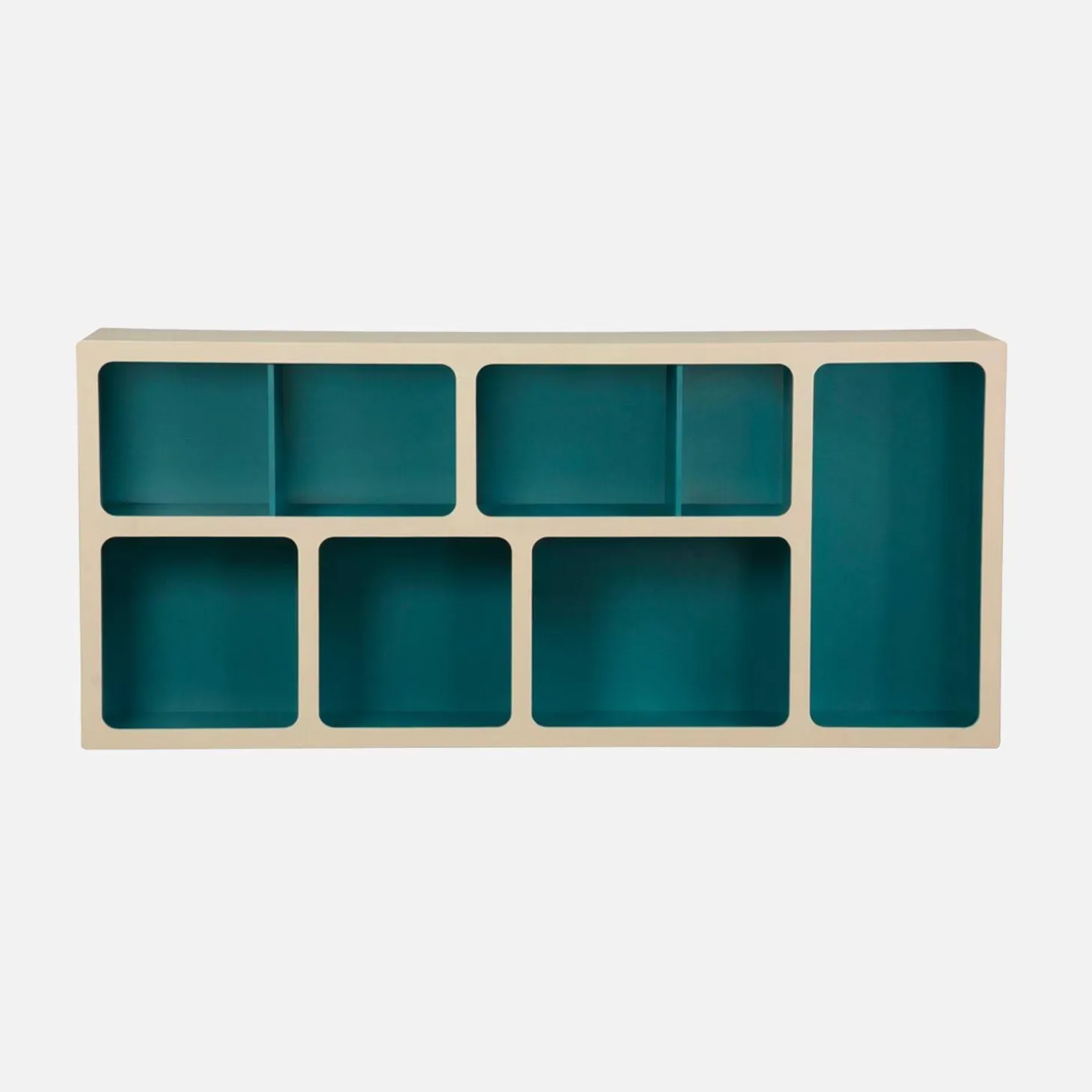 Estantería biblioteca orgánica decoración madera bicolor y 8 compartimentos