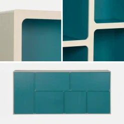 Estantería biblioteca orgánica decoración madera bicolor y 8 compartimentos