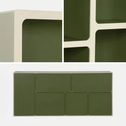 Estantería biblioteca orgánica decoración madera bicolor y 8 compartimentos