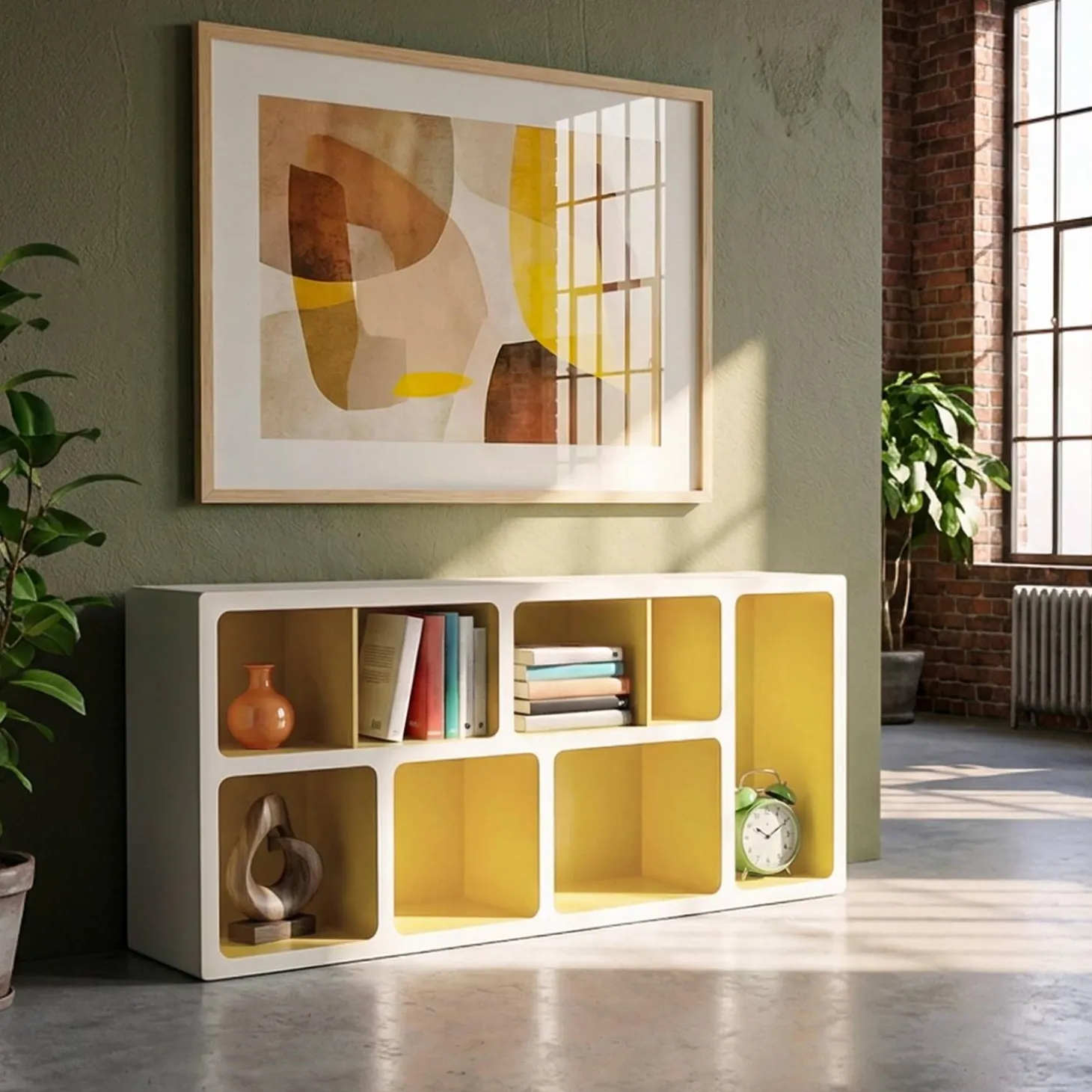 Estantería biblioteca orgánica decoración madera bicolor y 8 compartimentos