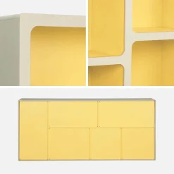 Estantería biblioteca orgánica decoración madera bicolor y 8 compartimentos