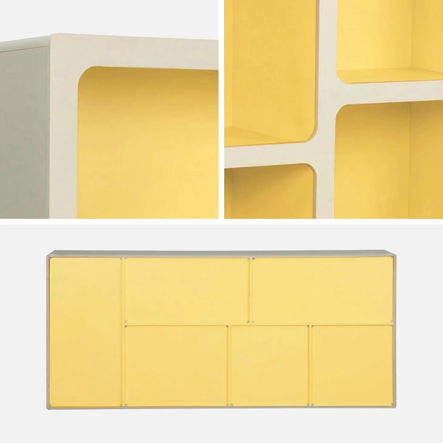 Estantería biblioteca orgánica decoración madera bicolor y 8 compartimentos