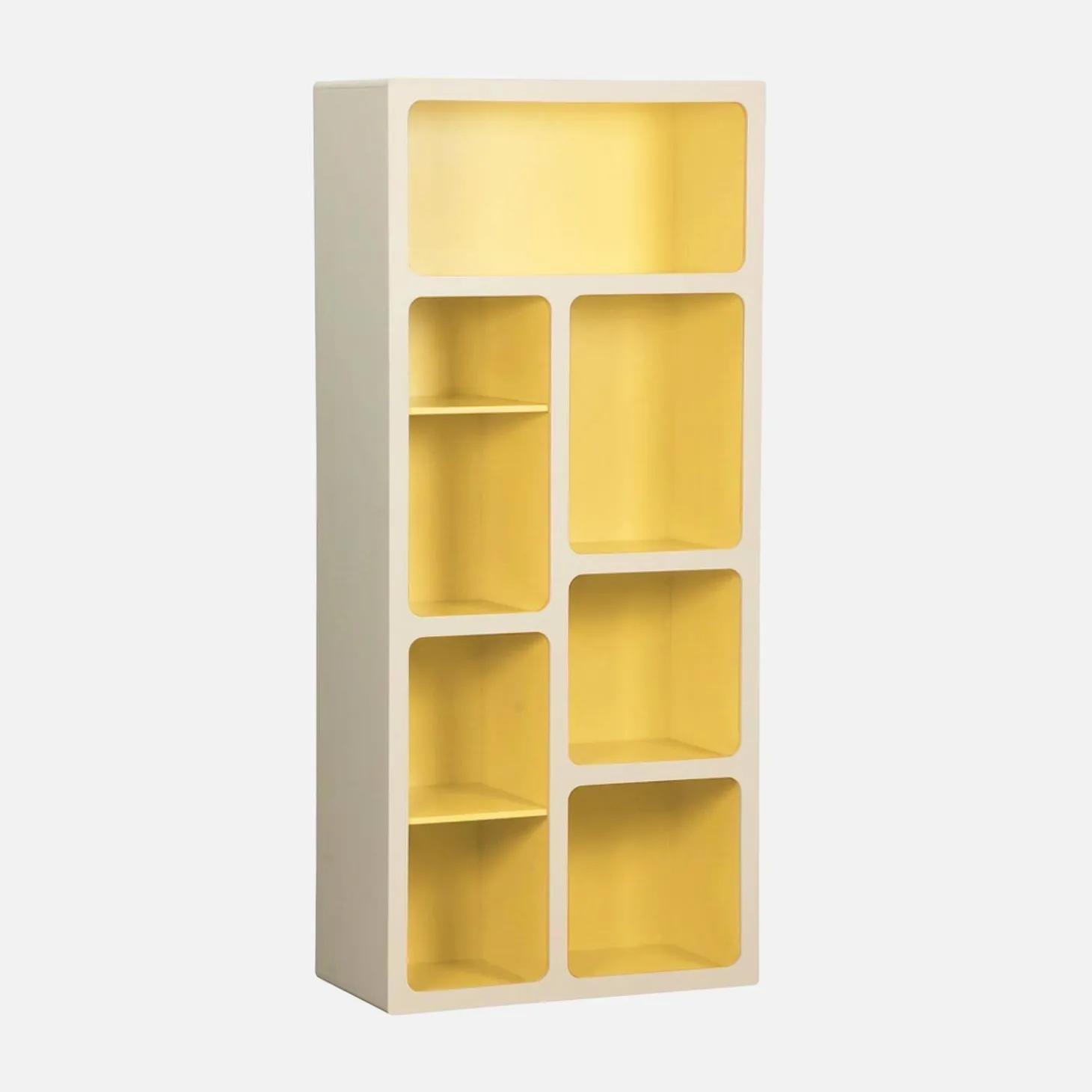 Estantería biblioteca orgánica decoración madera bicolor y 8 compartimentos