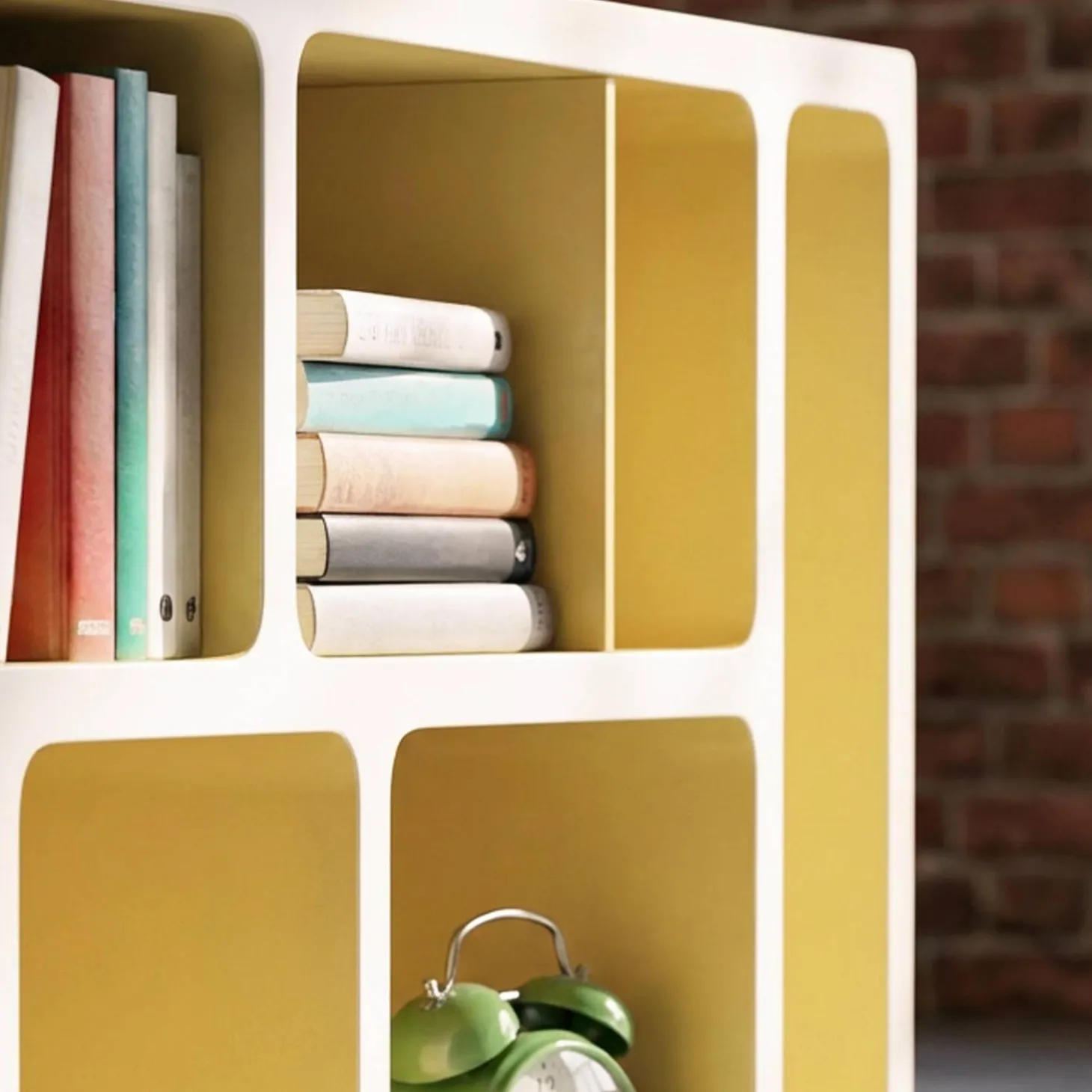 Estantería biblioteca orgánica decoración madera bicolor y 8 compartimentos