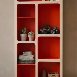 Estantería biblioteca orgánica decoración madera bicolor y 8 compartimentos