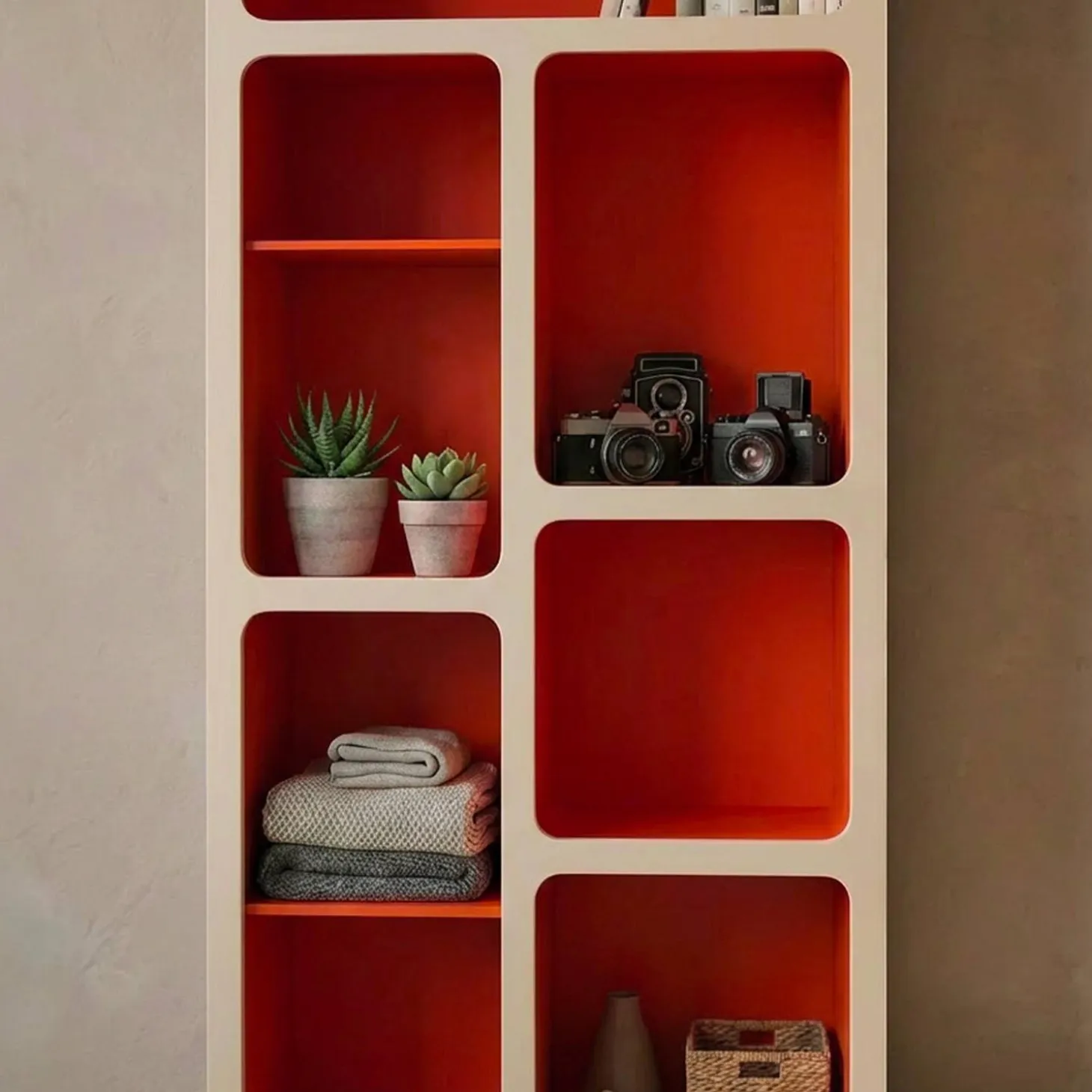 Estantería biblioteca orgánica decoración madera bicolor y 8 compartimentos