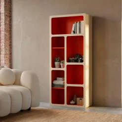 Estantería biblioteca orgánica decoración madera bicolor y 8 compartimentos