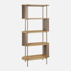 Estantería de biblioteca de metal curvado, 5 niveles