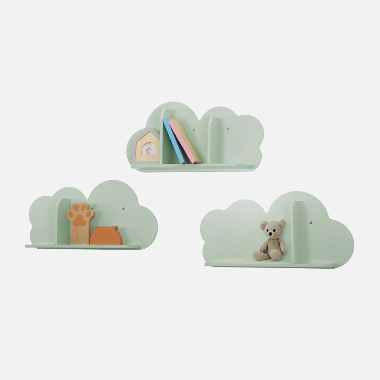 Estantería de pared nube para dormitorio infantil, set de 3