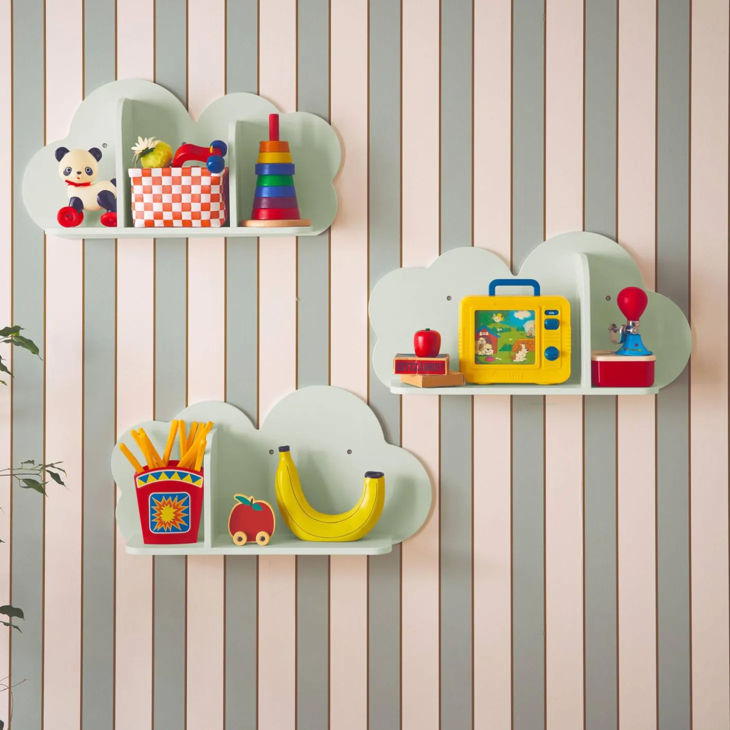 Estantería de pared nube para dormitorio infantil, set de 3
