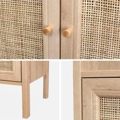Estantería efecto madera y caña con 4 niveles