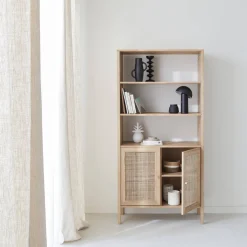 Estantería efecto madera y caña con 4 niveles