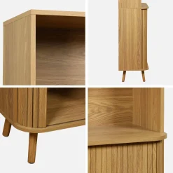 Estantería escandinavo, 2 puertas correderas, 4 niveles