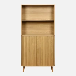 Estantería escandinavo, 2 puertas correderas, 4 niveles