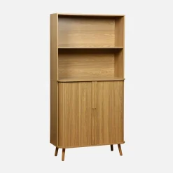 Estantería escandinavo, 2 puertas correderas, 4 niveles