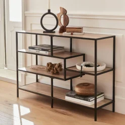 Estantería industrial de metal y efecto madera, 5 niveles