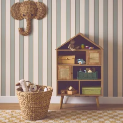 Estantería infantil efecto madera y caña con 2 puertas