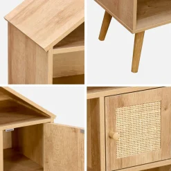 Estantería infantil efecto madera y caña con 2 puertas