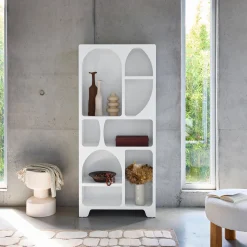 Estantería orgánica de efecto madera con 8 compartimentos
