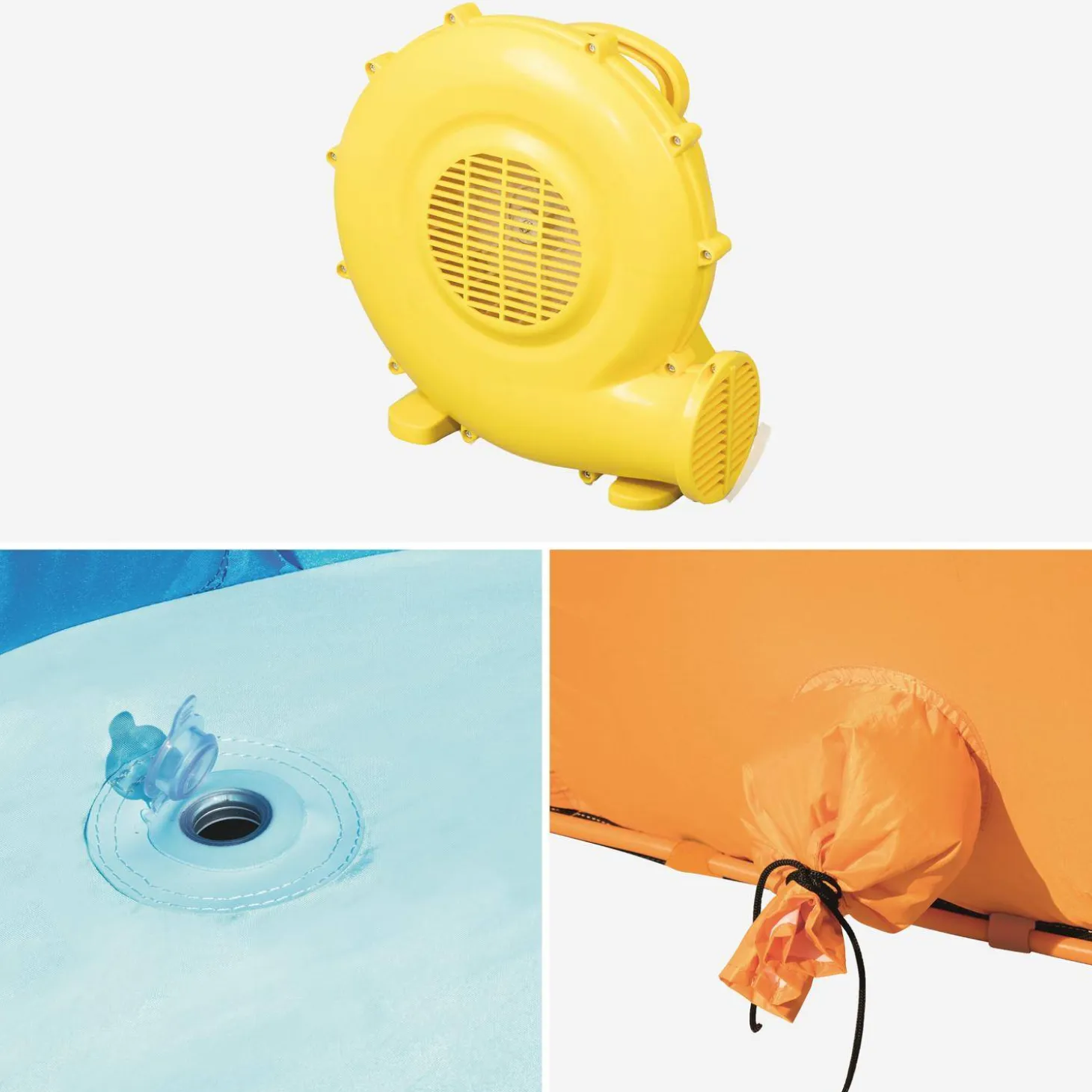 Estructura inflable con tobogán acuático